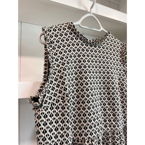 Xhilaration Black White Geometric Dress XL NWT Sleeveless Knit Zip Back - Picture 3 of 11